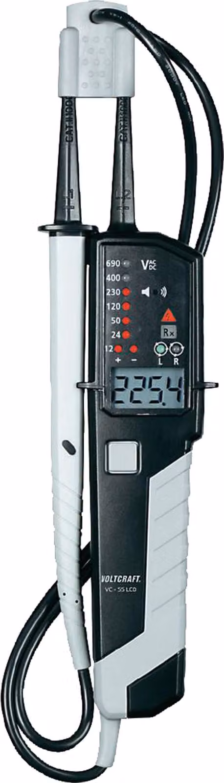 VOLTCRAFT VC-55 LCD Tester di tensione bipolare CAT III 1000 V, CAT IV 600 V Acustico, LCD, LED
