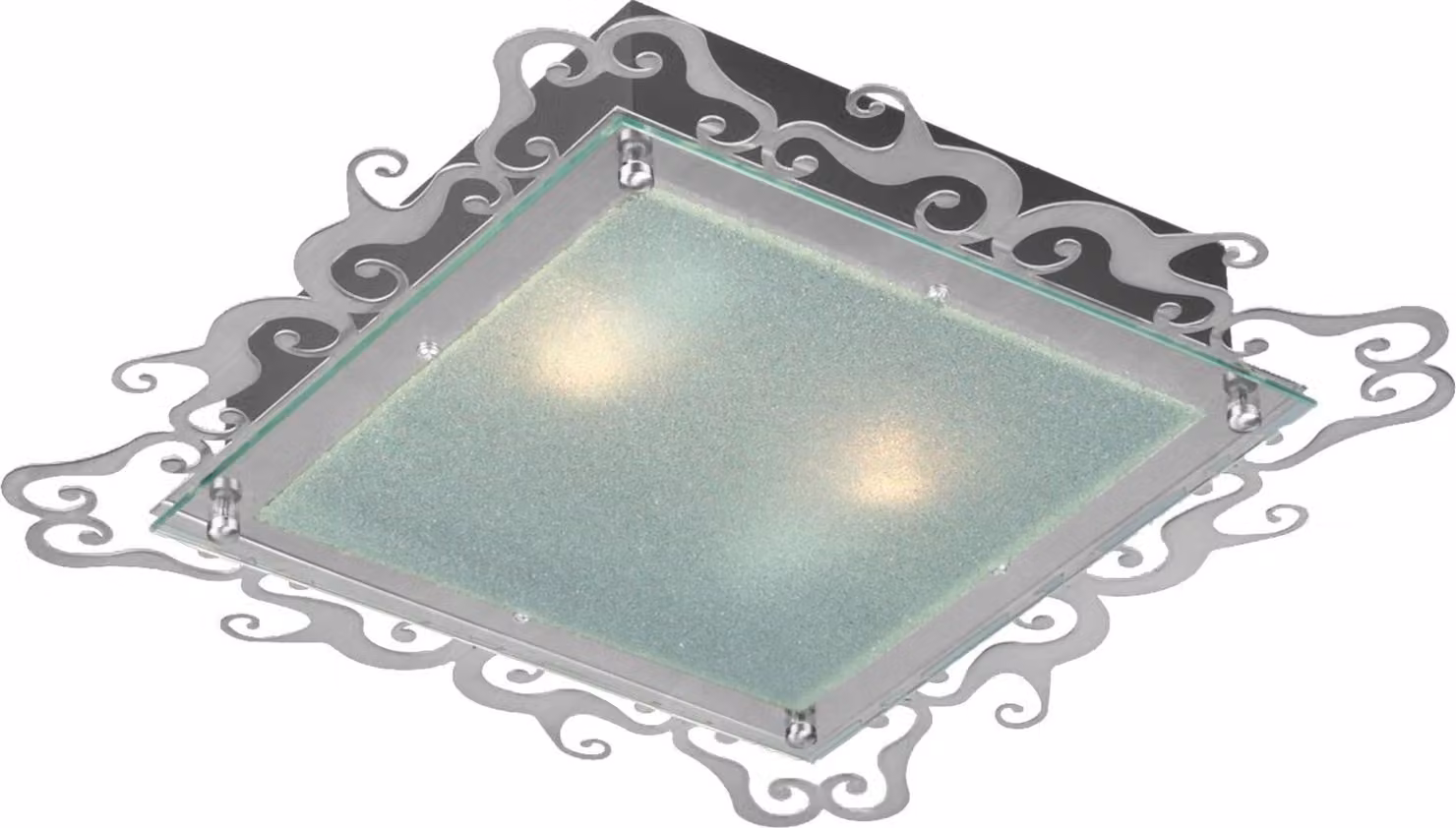 Lampada da incasso a soffitto CASABLANCA - 2xE27, 60 W, 38x38 cm, squadrata, argento
