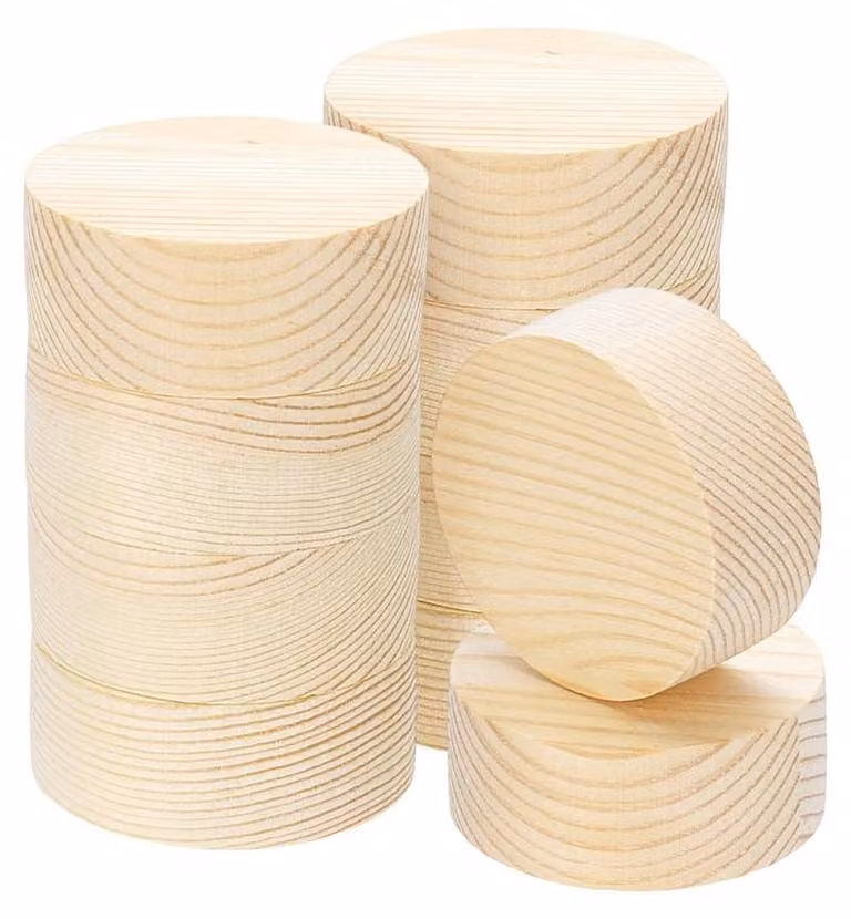 Confezione da 10 dischi di legno rotondi, diametro 5 cm, spessore 2 cm, colore naturale