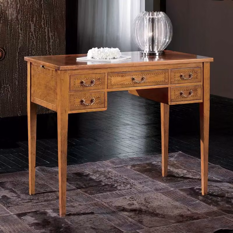 Scrivania classica in legno di faggio con 5 cassetti Mobili 2G L: 97 cm, P: 54 cm, H: 80 cm – 2