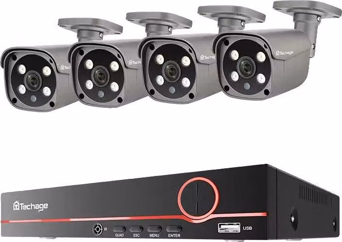 Sistema TVCC, 8CH NVR, 4 telecamere, audio bidirezionale, 8CH NVR (telecamere 4K), 1T HDD integrato