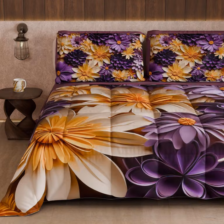 Coperta invernale, dimensioni 270x260 cm, in microfibra, 300 g/m², motivo floreale