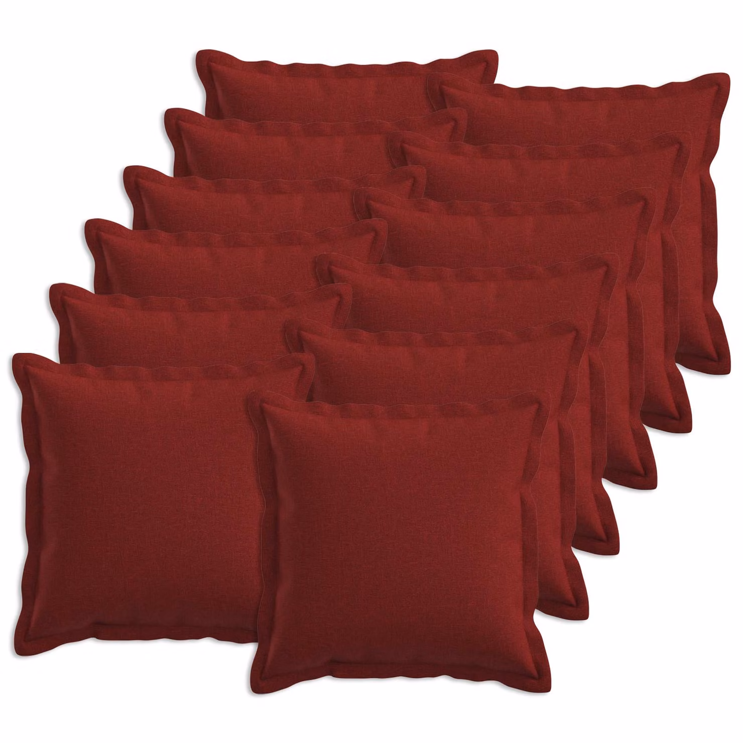 Set di 12 cuscini quadrati vidaXL HOUTEN in lino colore rosso vino, L/P/H: 40 x 40 x 40 cm