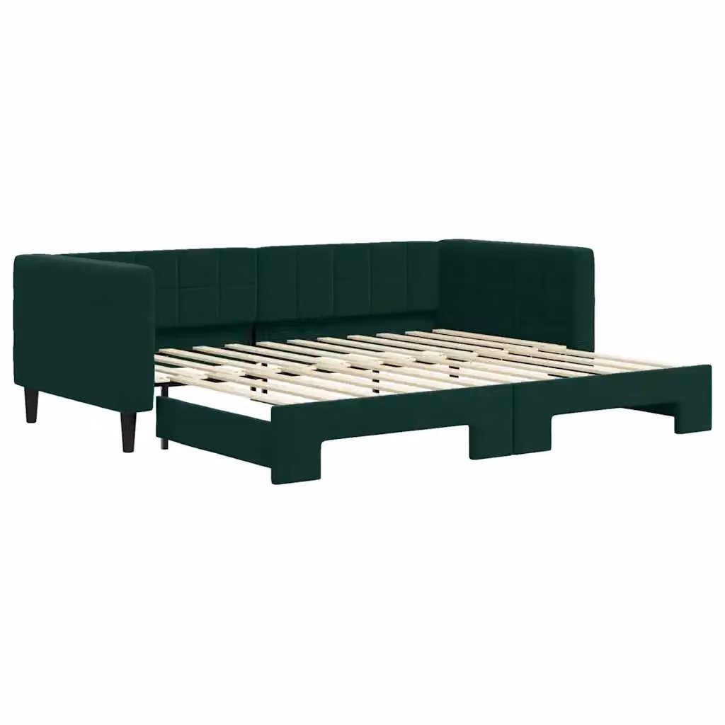 Divano Letto con Letto Estraibile vidaXL in Velluto Verde con Struttura Mista per Soggiorno e Camera da Letto L/P/H: 223 x 90 x 68 cm – 2