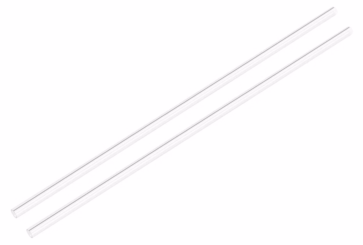 Confezione da 2 tubi in plastica trasparente, rigidi, dimensioni 4x5x305 mm