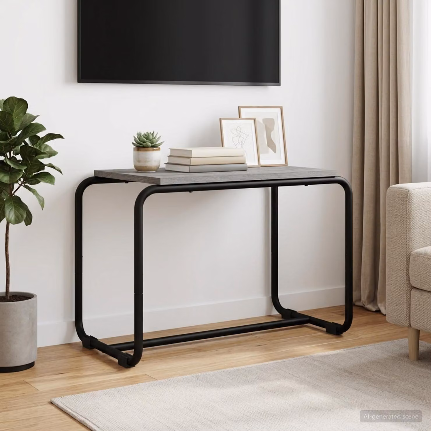 Supporto TV vidaXL moderno in legno e metallo grigio L: 60 cm, P: 35.5 cm, H: 42 cm