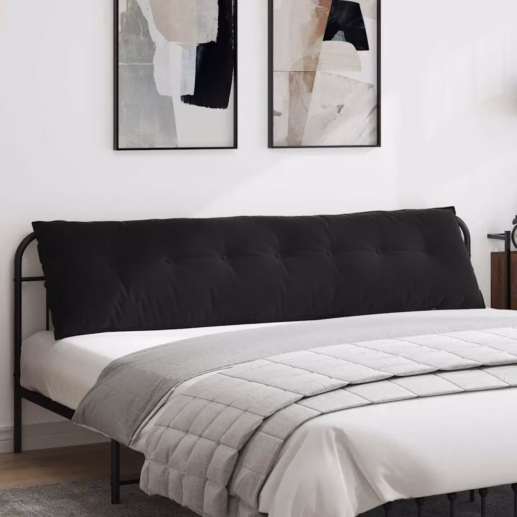 Cuscino per schiena ergonomico vidaXL in velluto a coste nero L 200 cm x P 50 cm