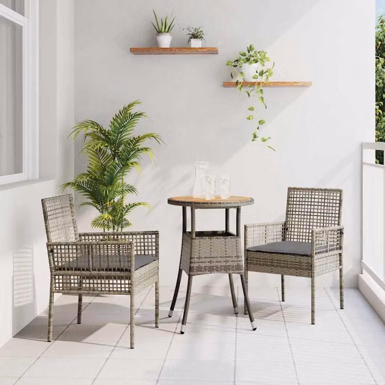 Maison Exclusive - Set da Pranzo per Giardino 3 pcs Grigio polyrattan