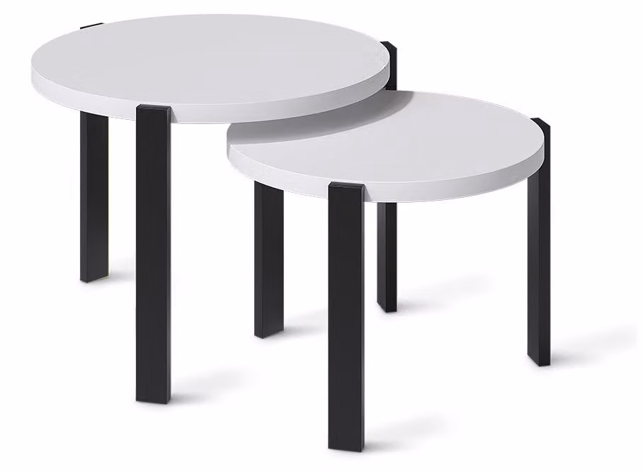 Set di tavolini Vicco Norin Bianco/Nero 60 x 60 cm, Model 61833