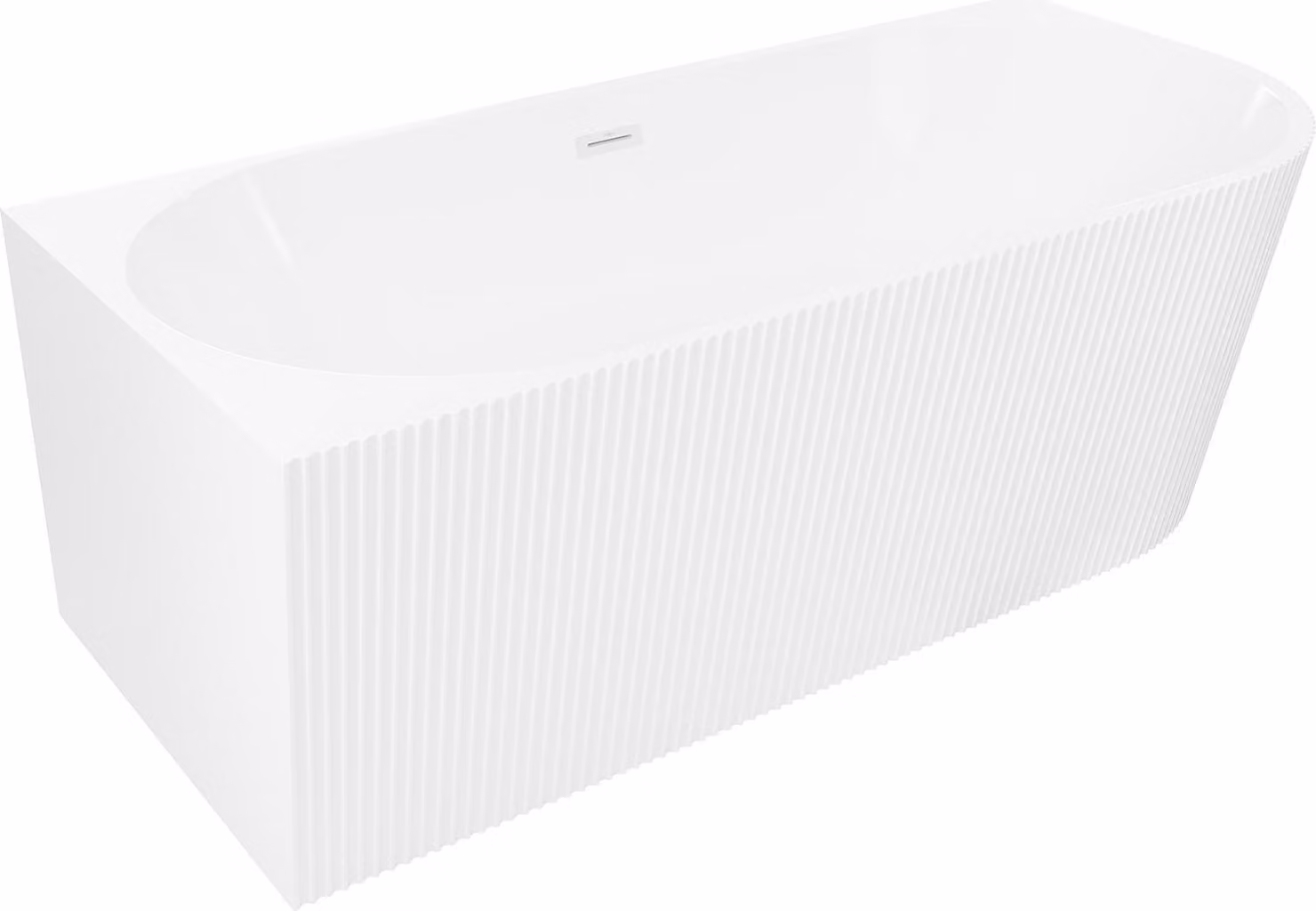 Mexen Silo vasca da bagno freestanding angolare sinistra scanalata 150 x 75 cm, bianca, troppopieno bianco - 52891507500L-20