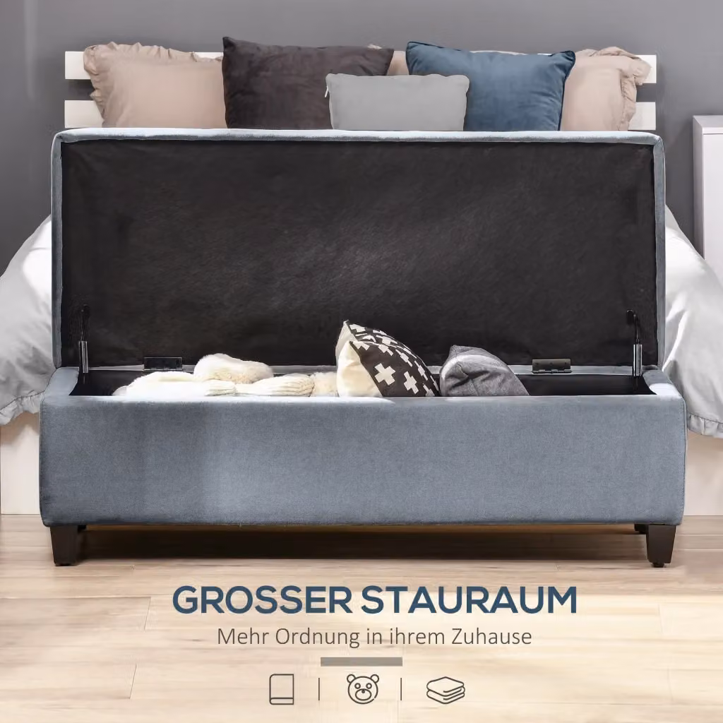 Panca imbottita con contenitore REDOM Grigio L: 125 cm, P: 49 cm, H: 41,5 cm – 2