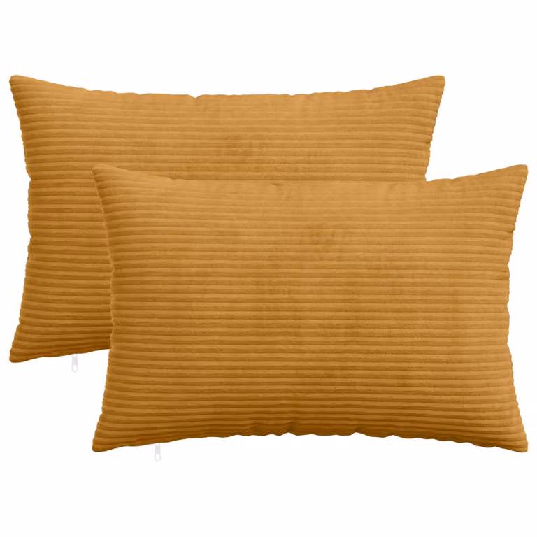 Set di 2 federe vidaXL HEERLEN in velluto a coste, colore giallo, L 50 x P 70 cm