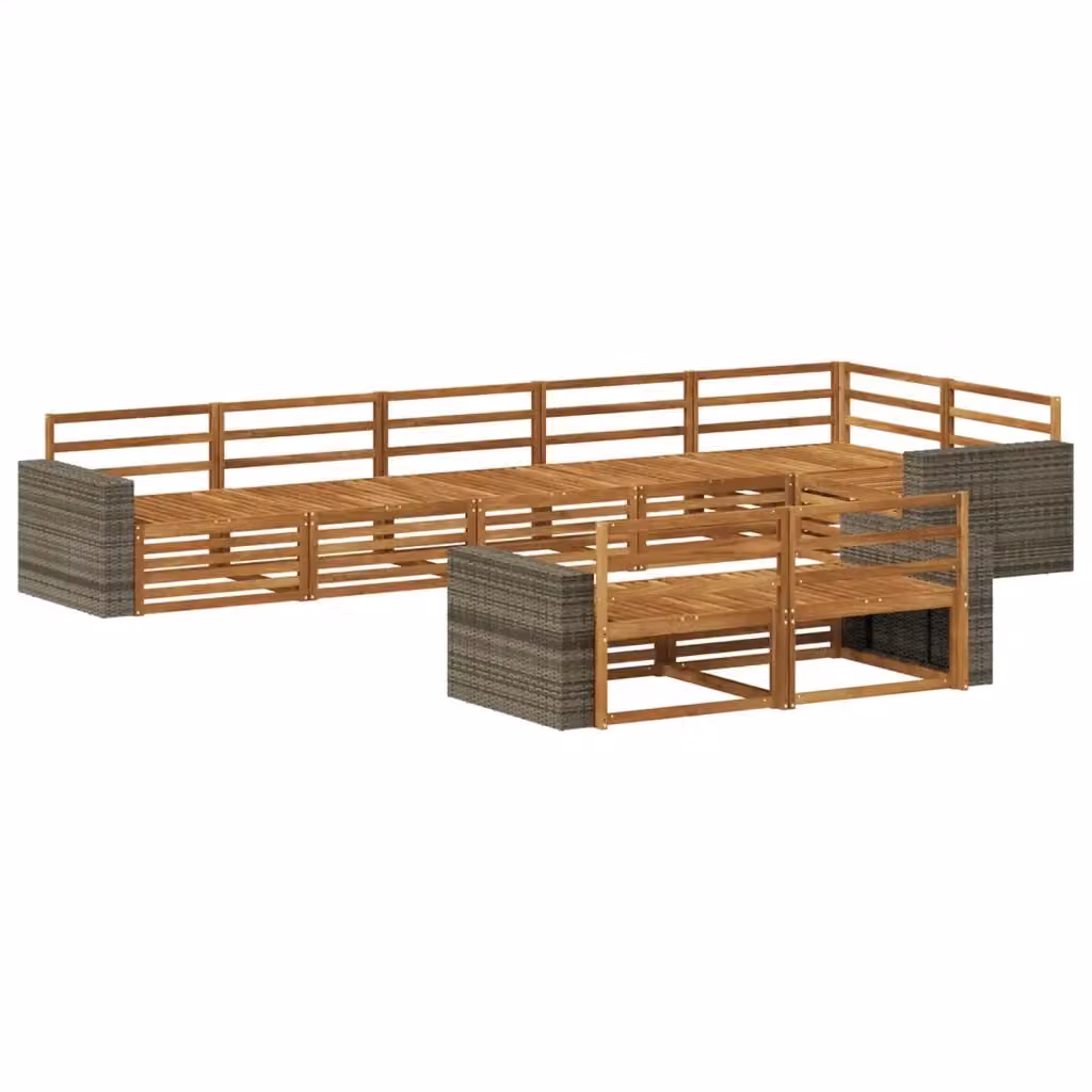 Set di divani da esterno a L vidaXL in legno di acacia marrone con cuscini inclusi – 2