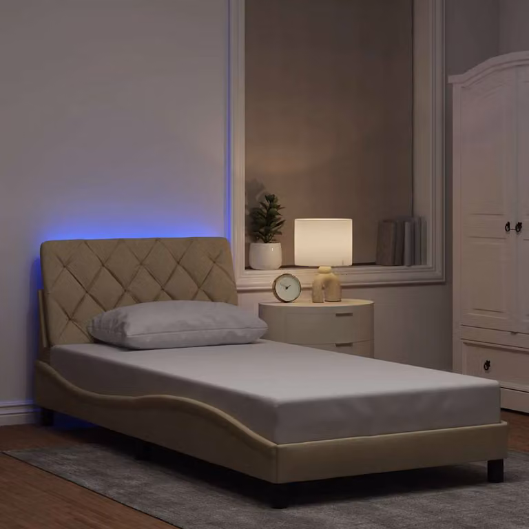 vidaXL Giroletto moderno in tessuto beige con illuminazione LED e porta di ricarica USB, L 100 x P 200 cm