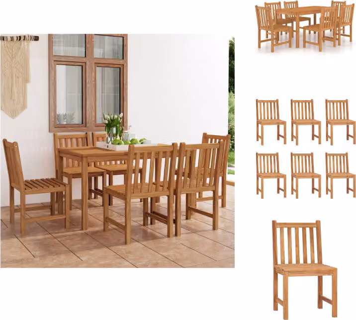 vidaXL set da pranzo da giardino 7 pezzi in teak massiccio - Set di mobili da giardino