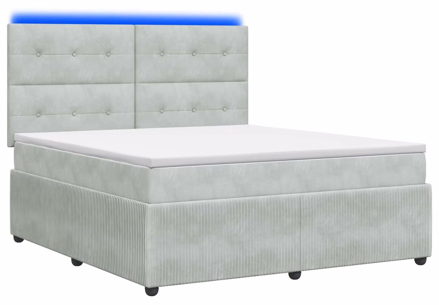 Letto a molle LED con materasso grigio chiaro 140 x 200 cm in velluto
