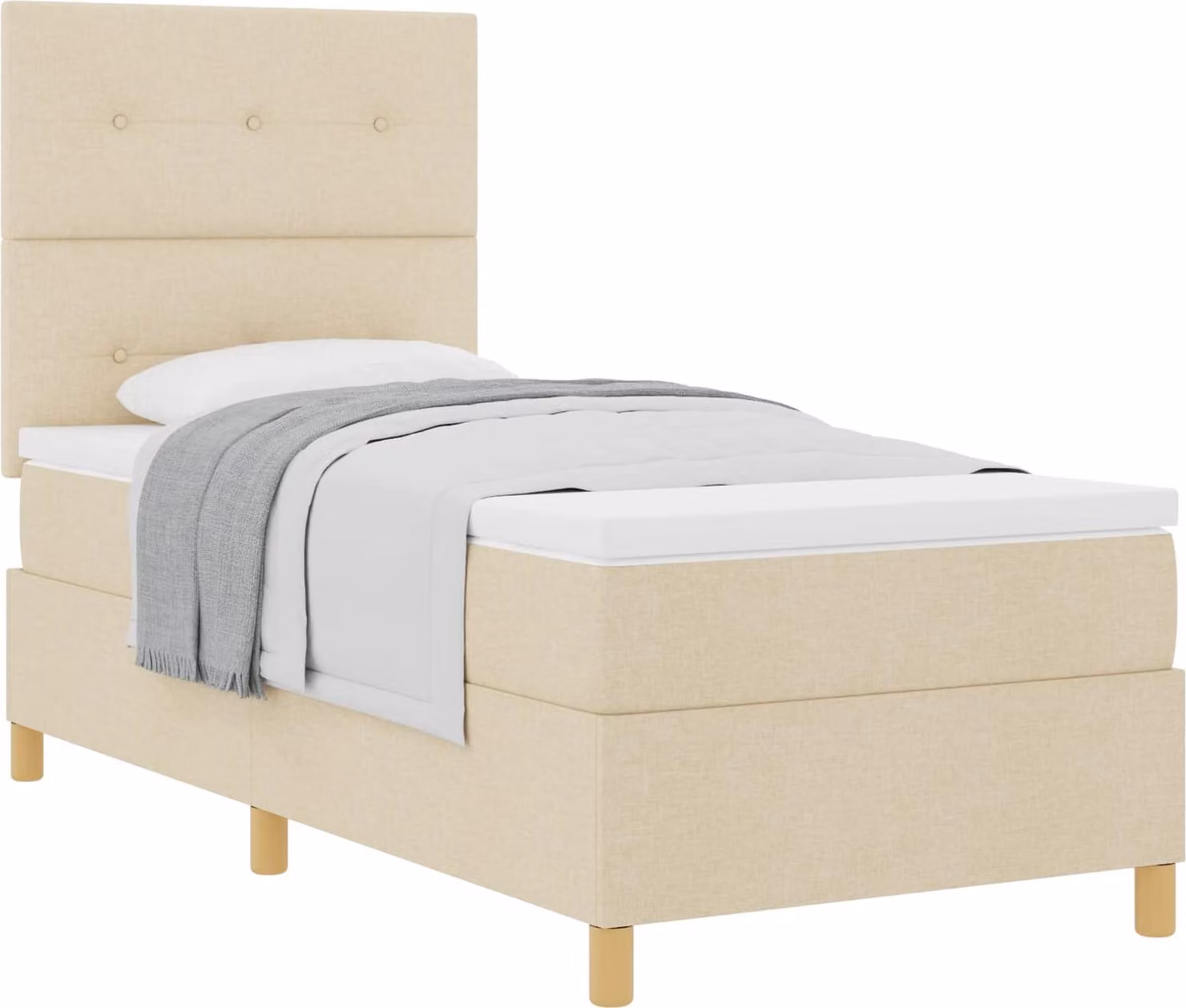 Letto a molle con materasso Crema 80 x 200 cm Tessuto