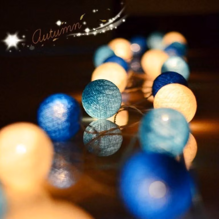 Catene luminose con palline di cotone, 20 LED, lunghezza 3,3 metri, alimentazione USB, decorazione