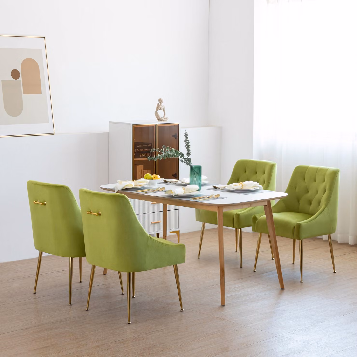 Set di sedie da pranzo - Sedia di design - Sedia in velluto - Sedia per sala da pranzo - Sedia confortevole - Velluto grigio
