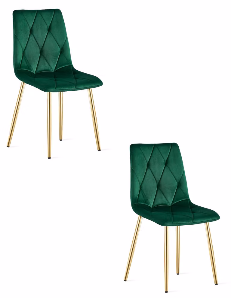 LIBRA sedia in velluto verde scuro con gambe dorate per cucina soggiorno x2