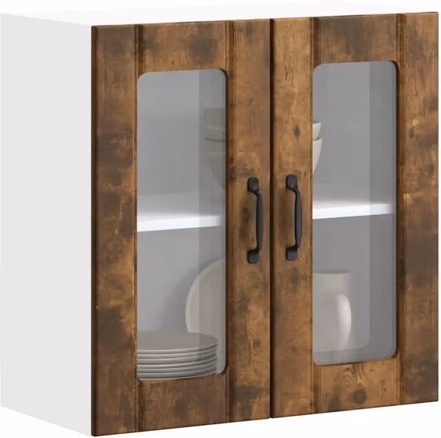 Armadio pensile da cucina design legno ingegnerizzato 60 x 31 x 60 cm grande capacità rovere fumo 02_0050227