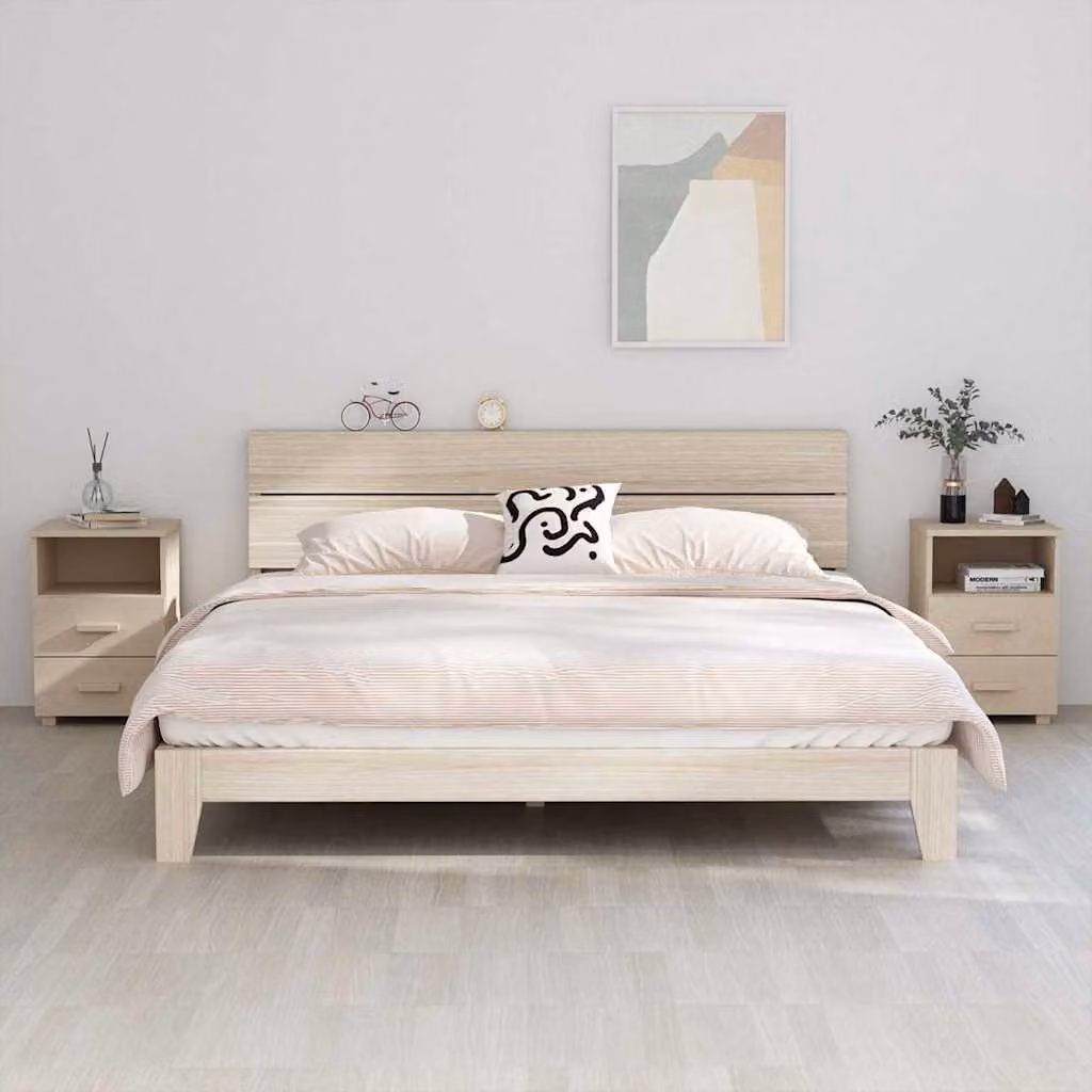 Set di 2 comodini vidaXL HAMAR in legno massello di pino colore marrone L 40 cm x P 35 cm x H 62 cm