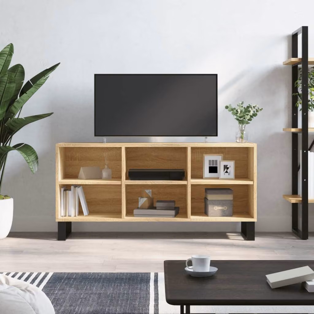 Mobile Porta TV vidaXL Rovere Sonoma Marrone con Ruote L: 103,5 cm, P: 30 cm, H: 50 cm