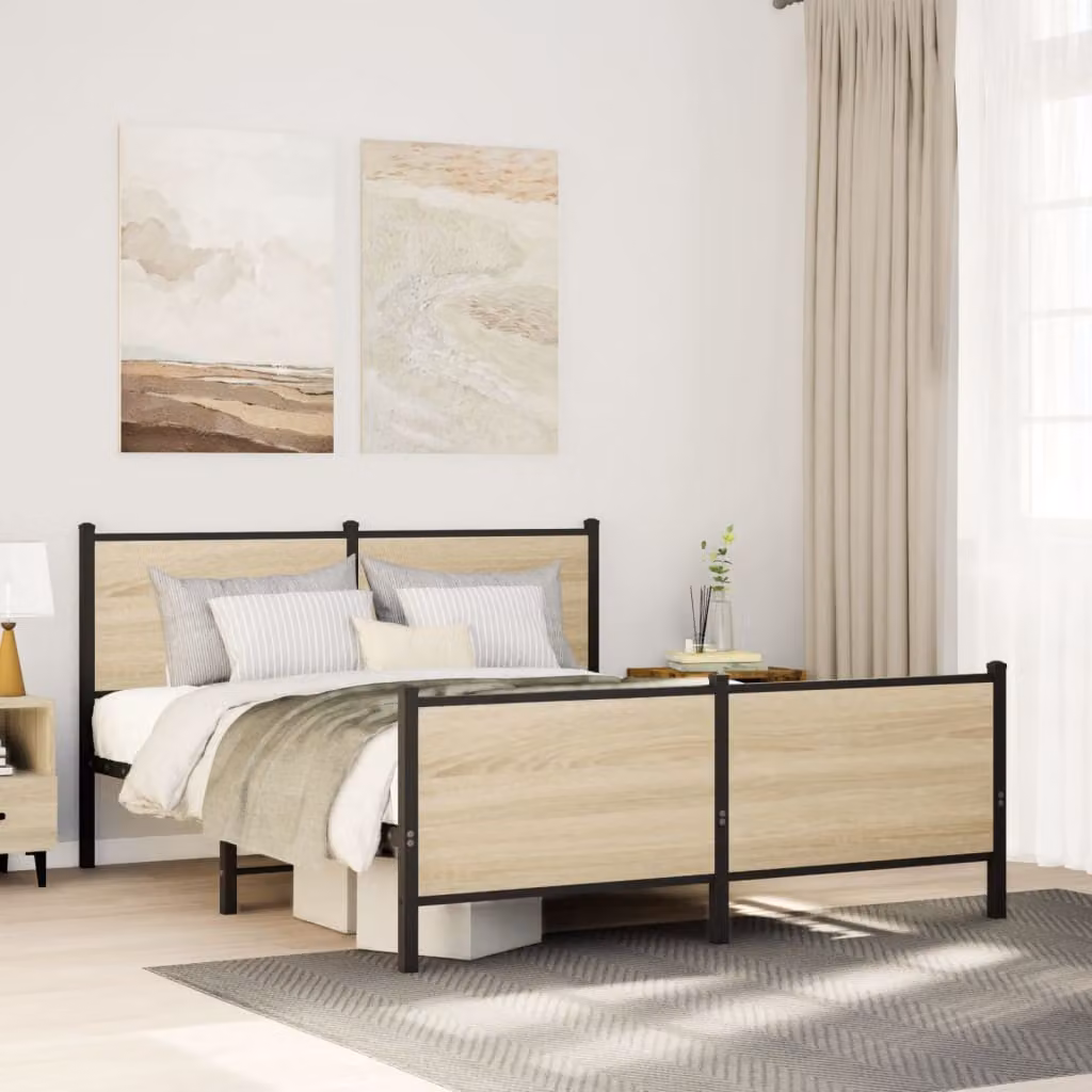 Giroletto in metallo vidaXL con doghe fisse, colore marrone, L/P/H: 200 x 160 x 91,5 cm – 1