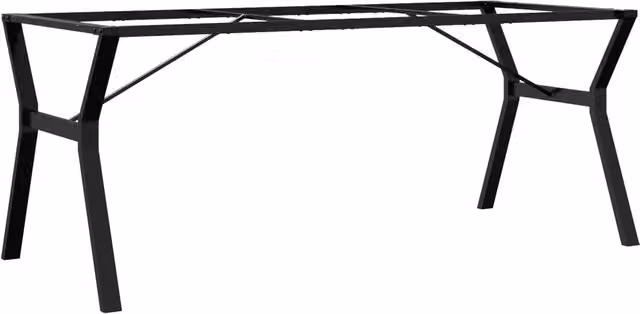 Telaio a X in metallo nero laccato per tavolo da pranzo in stile industrial L: 180 cm, P: 80 cm, H: 73 cm