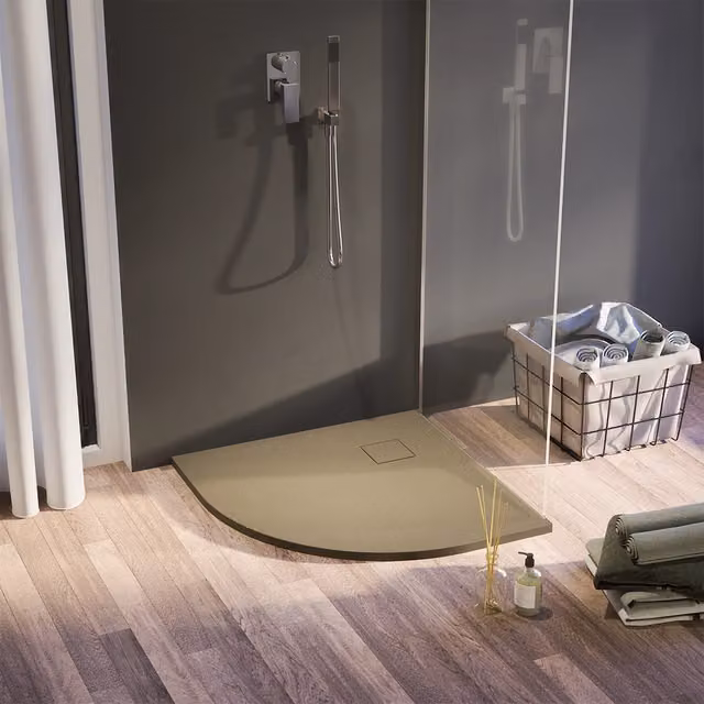 Piatto doccia 90x90 cm semicircolare colore marrone effetto pietra | Samos