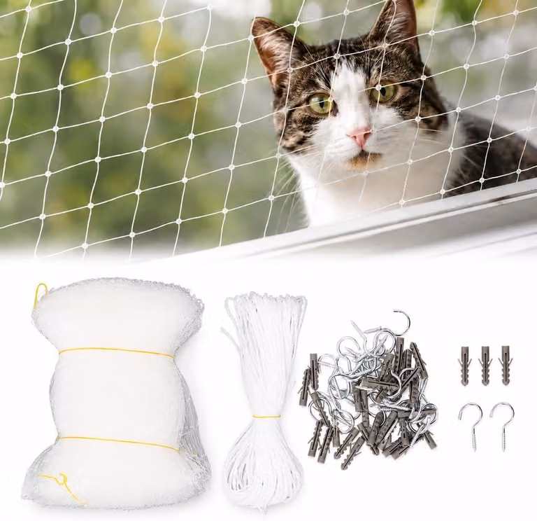 Rete in nylon per gatti, facile da installare, protegge dalle cadute, ideale per balconi e finestre