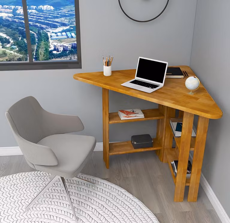 Holz-Schreibtisch in Braun, elegantes Design für Homeoffice