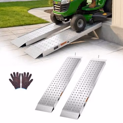VEVOR Rampa di Carico in Alluminio, Rampa di Accesso Set da 2 pezzi 1396 x 304 mm Carico Totale 1360 kg per Motociclette Tosaerba Trattori Rimorchi Sedie a Rotelle, Piastre Antiscivolo per Trasporto
