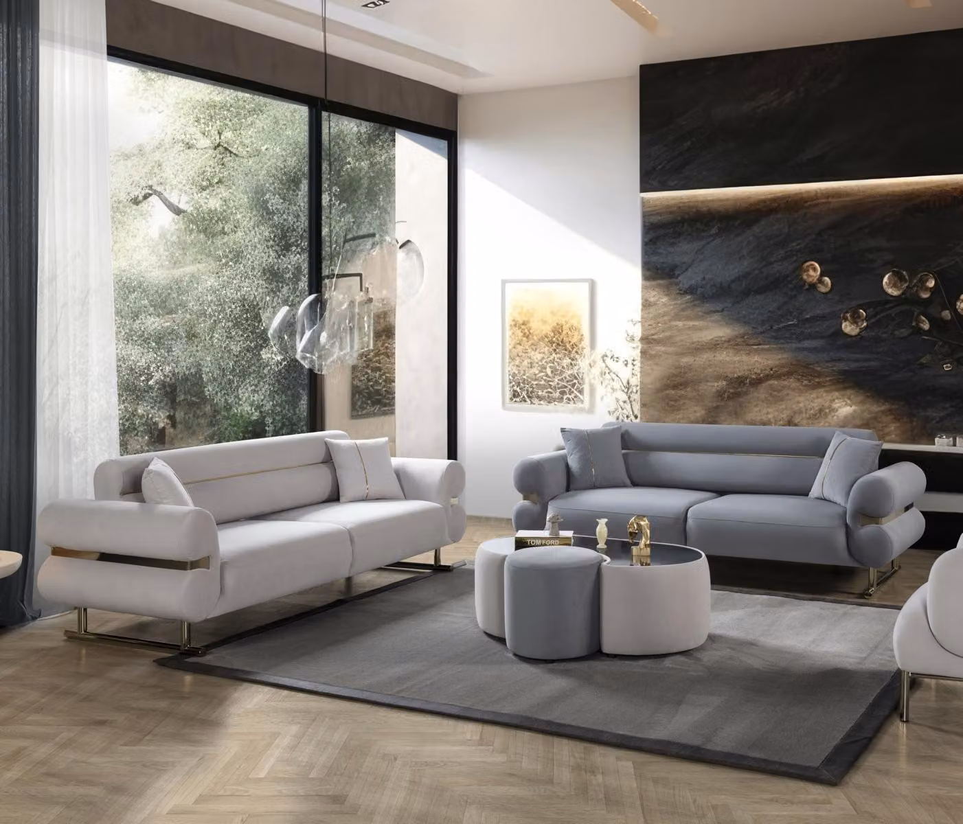 Modern Wohnzimmer 2x 3-Sitzer Sofas Luxuriöse Polster Couchen Sitzmöbel