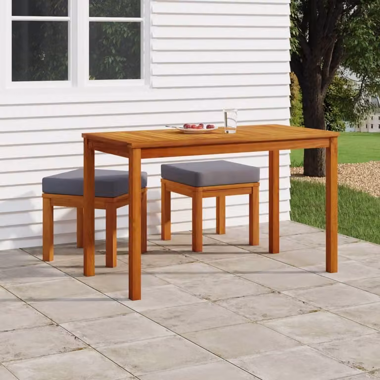 The Living Store Set da pranzo da giardino 3 pezzi con cuscini in legno massiccio di acacia