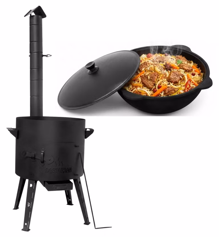 Ø40 Uchag, tubo di scarico in acciaio da 2 mm con canna fumaria, stufa da campeggio Uchag da 12 litri, Kazan, focolare, cucina da campo, cucina all'aperto, fornello per stufati, cucina da campo