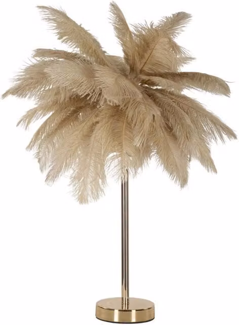 Lampada da Tavolo Palm GIORDANOSHOP in Metallo e Plastica Oro e Beige Ø40 x H55 cm