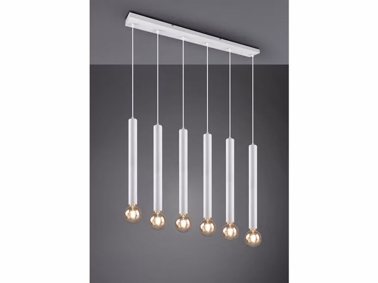 Lampada a sospensione, metallo bianco opaco, regolabile in altezza, H 150 cm