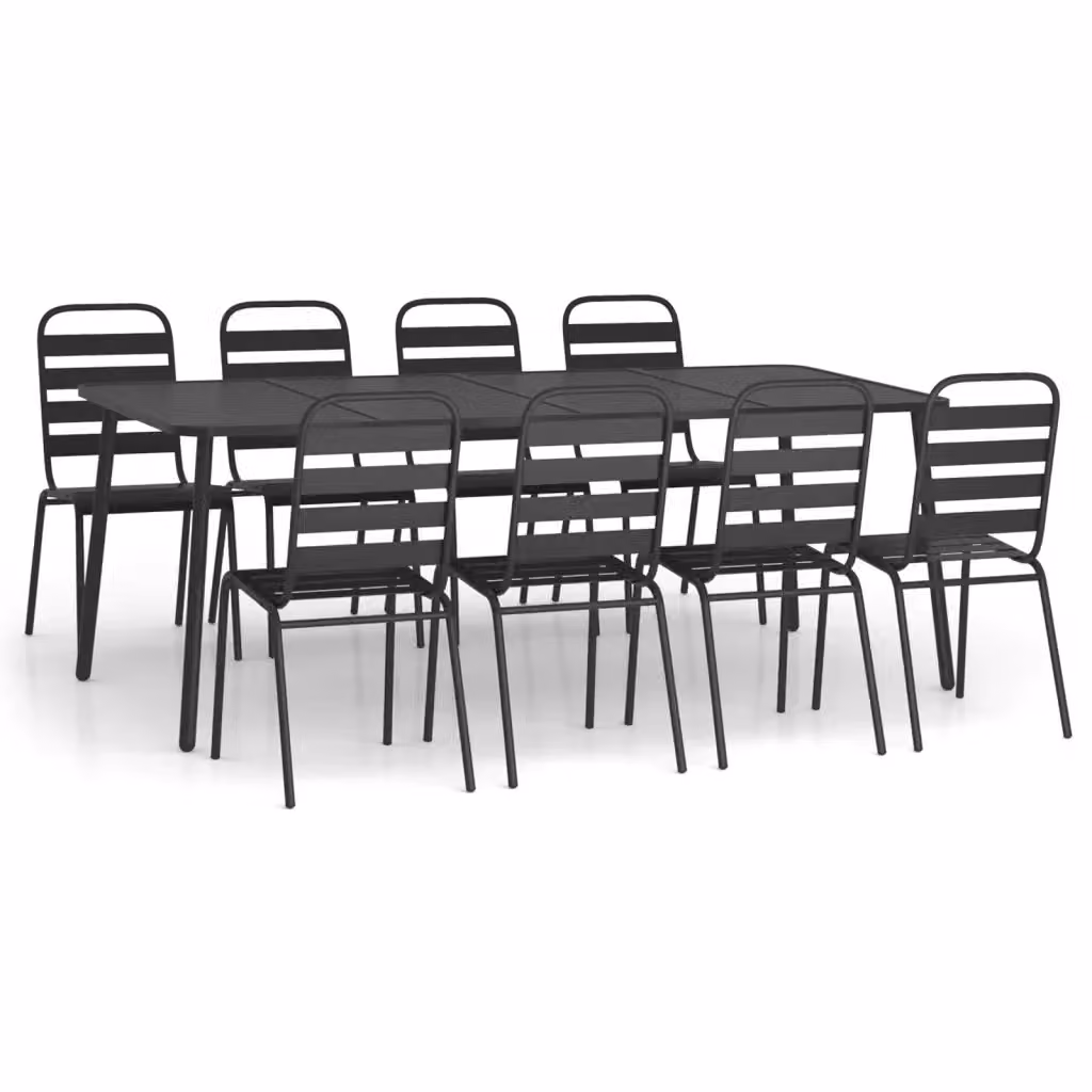 Set da pranzo da giardino moderno vidaXL in acciaio antracite, 9 pezzi – 2