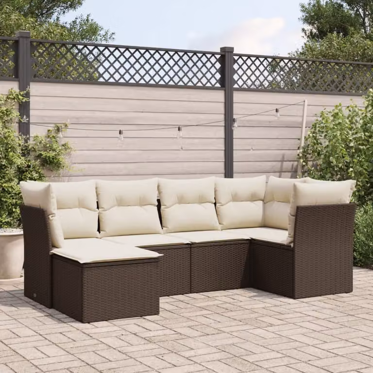 Maison Exclusive - Set Divano da Giardino 6 pz con Cuscini Marrone in Polyrattan