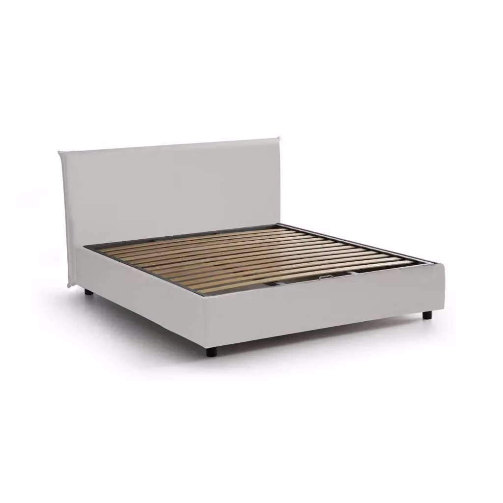 Letto matrimoniale contenitore Africa Talamo Italia con rivestimento in ecopelle bianco, adatto per materasso 140x190 cm, L/P/H: 140 x 190 x 95 cm – 2