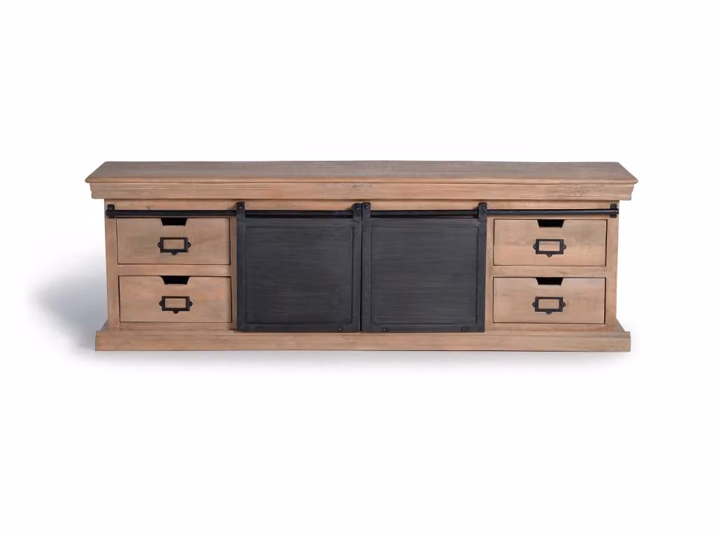 Mobiletto in stile industriale Giner Y Colomer in legno di mango e metallo, marrone e nero, H: 170 cm, L: 55 cm, P: 40 cm – 2