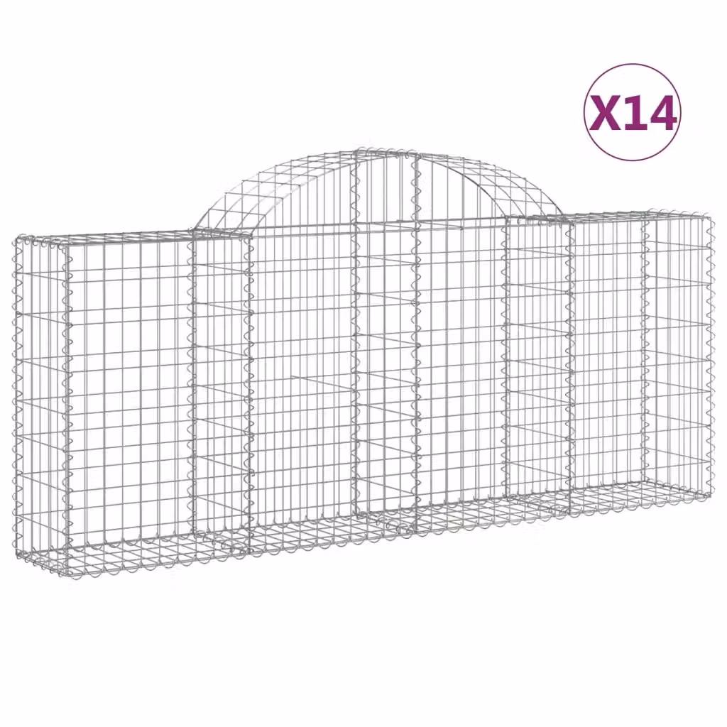 Set di 14 Cesti Gabbioni ad Arco vidaXL in Acciaio Zincato Argento L: 200 cm, P: 30 cm, H: 80-100 cm – 2