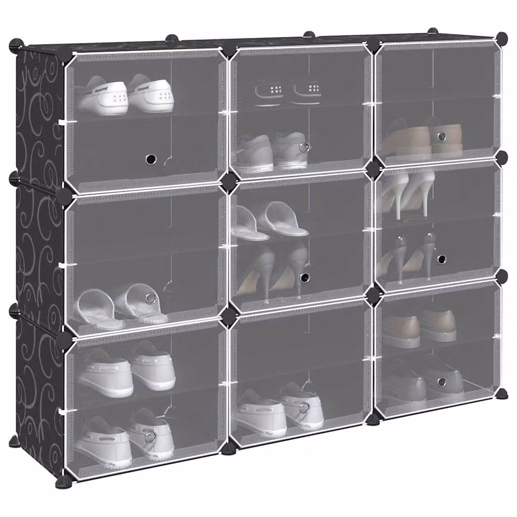 vidaXL Organizzatore Portaoggetti con 9 Cubi e Ante Trasparenti, Disponibile in Nero o Bianco, L/P/H: 124,5 x 31,5 x 93,0 cm