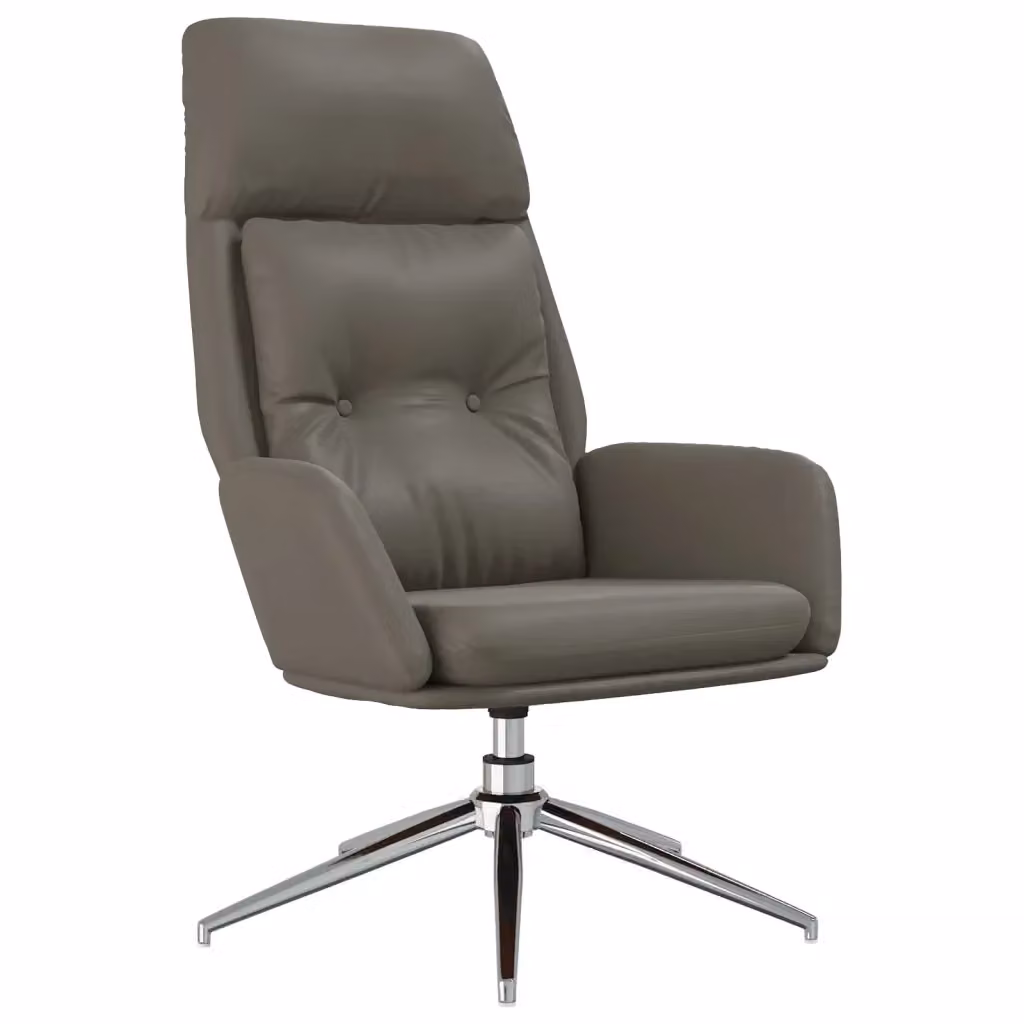 Sedia Relax Reclinabile vidaXL in Finta Pelle Grigia con Braccioli e Base Girevole 360 Gradi – 2