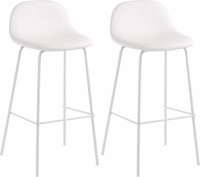 Set di 2 sgabelli moderni GIORDANOSHOP in similpelle bianco, L: 42 cm, P: 43 cm, H: 91,5 cm