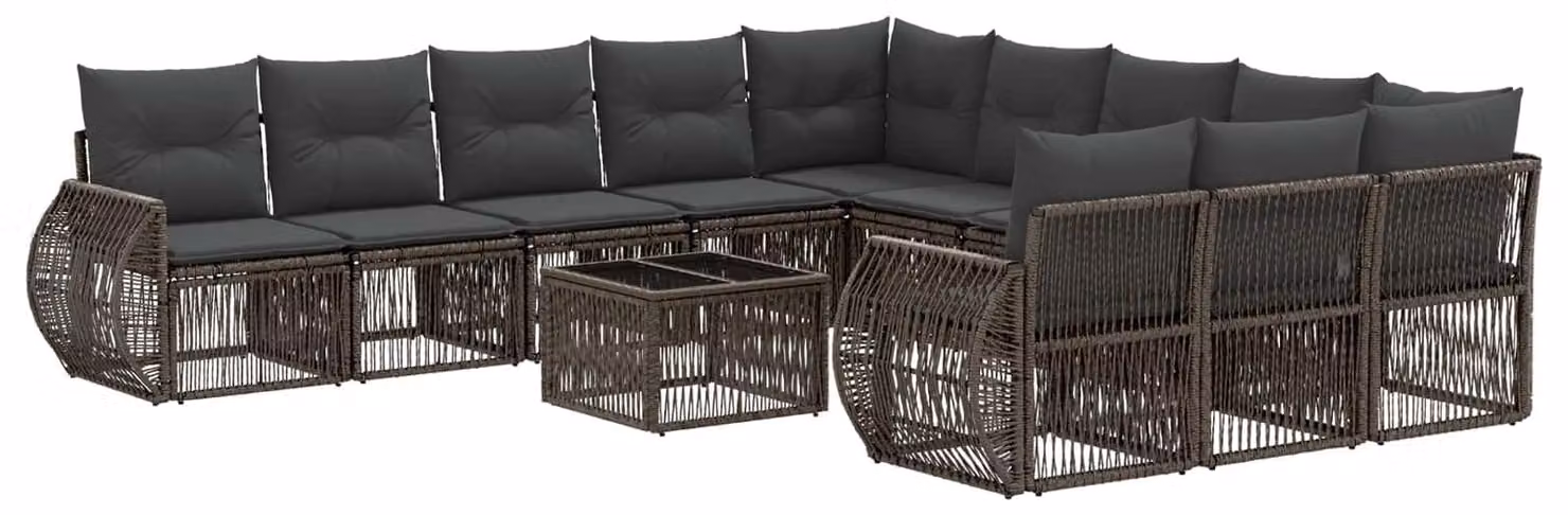 Set Divano da Giardino 12 pcs Grigio e Grigio Scuro polyrattan