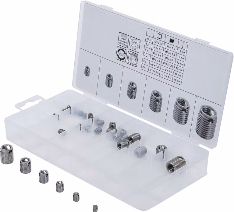 BGS Assortimento di inserti filettati autofilettanti 32 pezzi - 6844