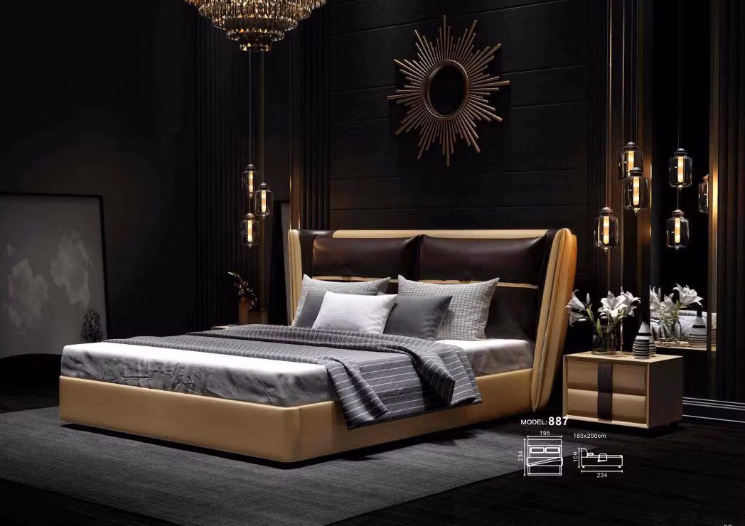 Luxus designer Hotel Bett Schlafzimmer Polster Betten Textil Doppel Ehe Bett