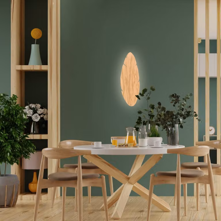 Applique Lehti TK Lighting, dimmerabile, Legno chiaro, Soggiorno / Sala da pranzo, Legno, Applique